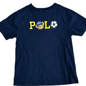 POLO RALPH LAUREN Soccer Bear Navy Tee Size M (10-12)